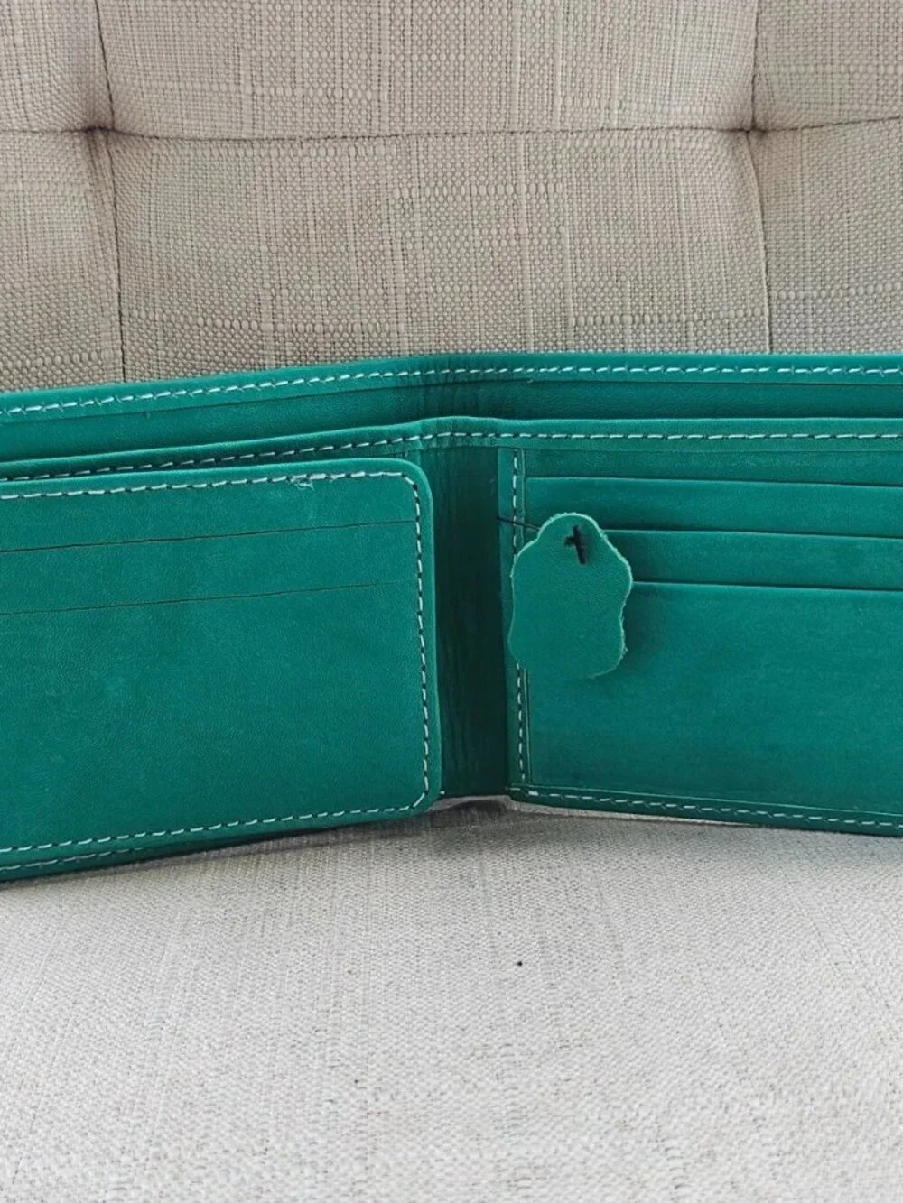 Green Wallet Genuine Leather Bifold Cardholder Billfold Purse Money Fold New